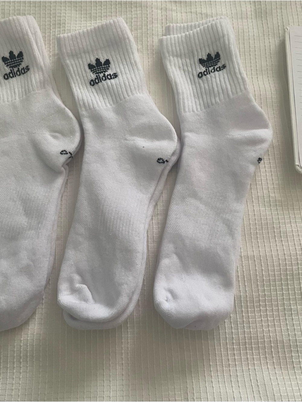 adidas White Crew Athletic Socks with Black Trefoil Logo - 3 Pair